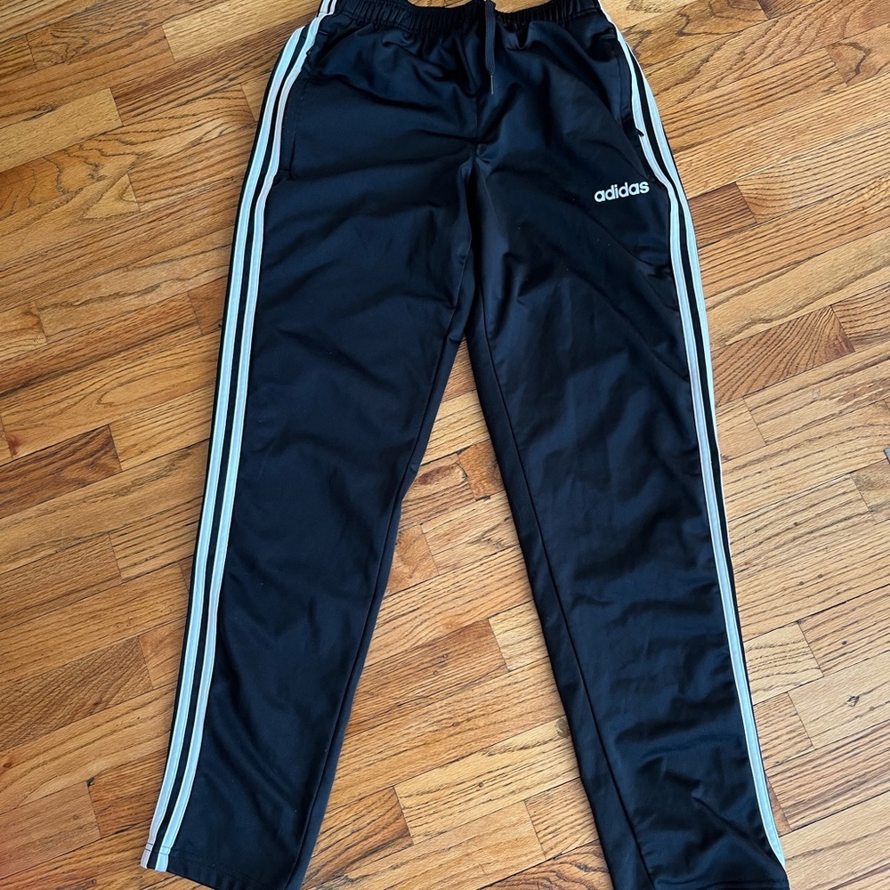 Adidas Black Joggers with White Stripes